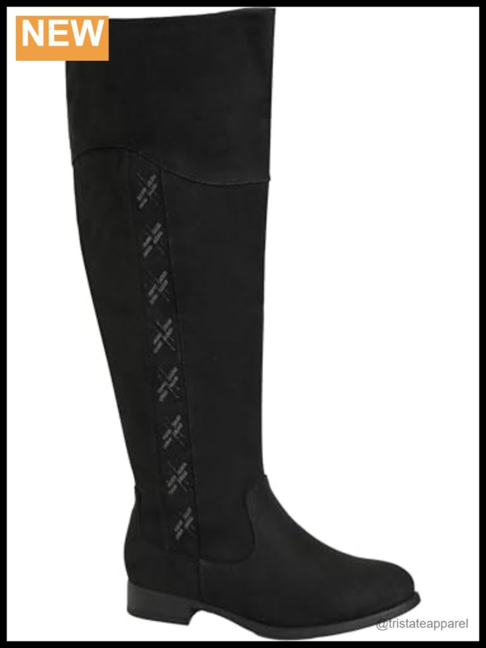 Avenue Wide Fit Nadia Tall Boot Faux Suede Round Toe Block Heel